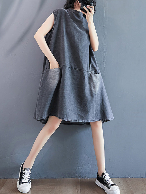Olivia Bennet | Original Split-Joint With Pocket Denim Dress