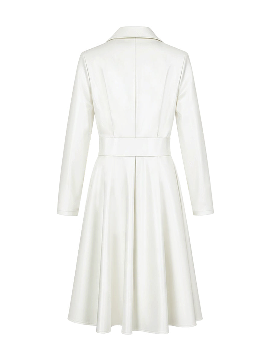 Olivia Bennet | Long Sleeves Skinny Soft Zipper Lapel Midi Dresses