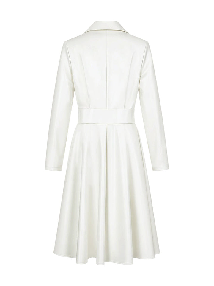 Olivia Bennet | Long Sleeves Skinny Soft Zipper Lapel Midi Dresses
