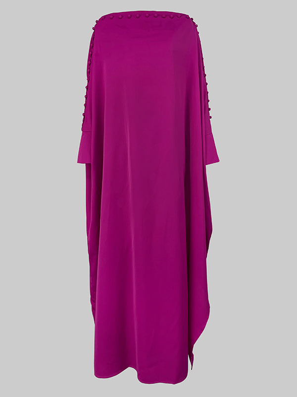 Olivia Bennet | H-Line Loose Buttoned Solid Color Maxi Dresses