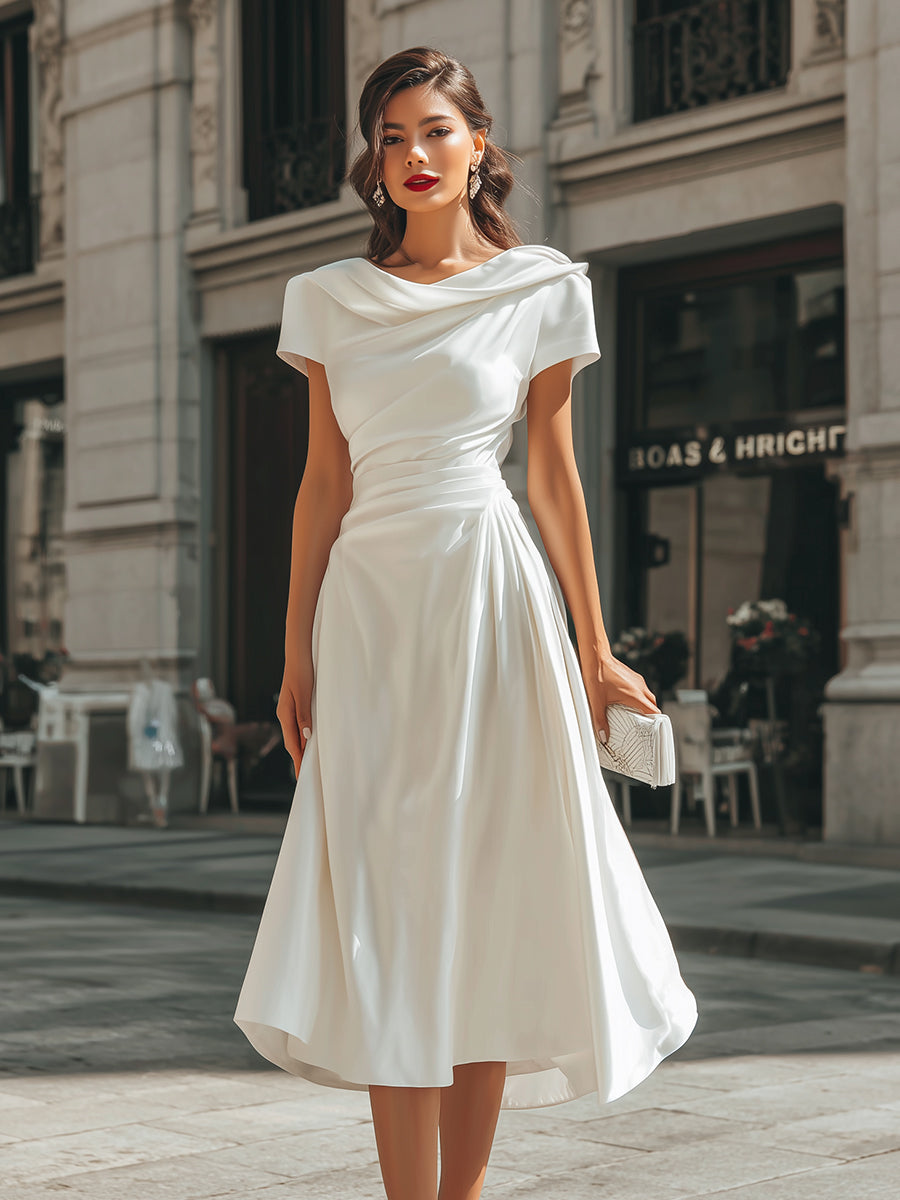 Olivia Bennet | Draped Asymmetric Midi Dress