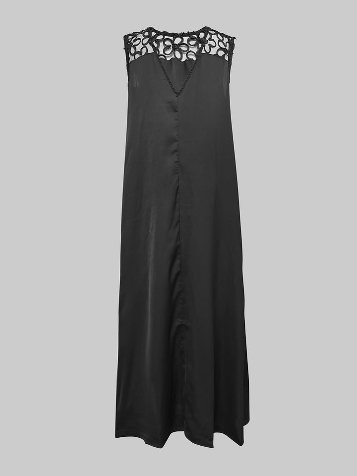 Olivia Bennet | Loose Sleeveless Hollow Solid Color Split-Joint Round-Neck Maxi Dresses