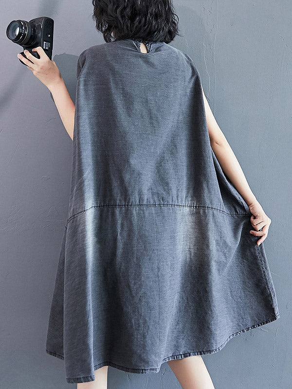 Olivia Bennet | Original Split-Joint With Pocket Denim Dress