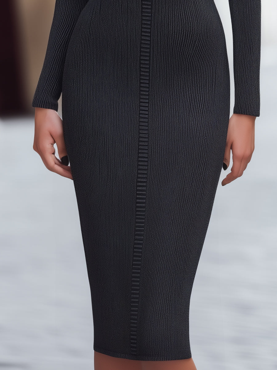 Olivia Bennet | Ribbed Keyhole Knit Midi Dress