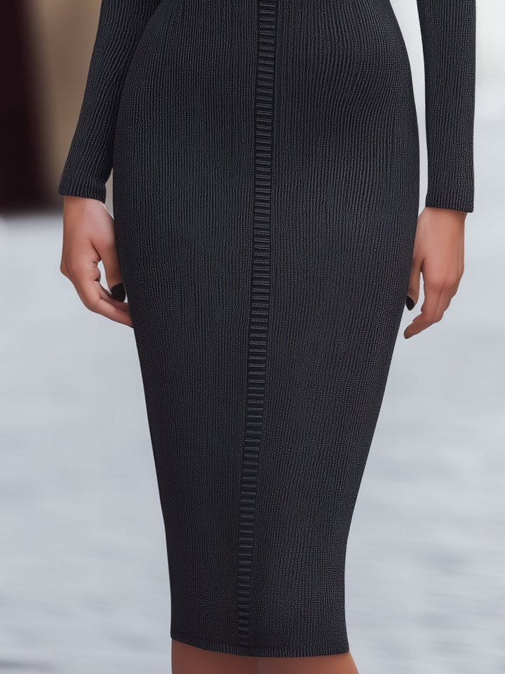Olivia Bennet | Ribbed Keyhole Knit Midi Dress