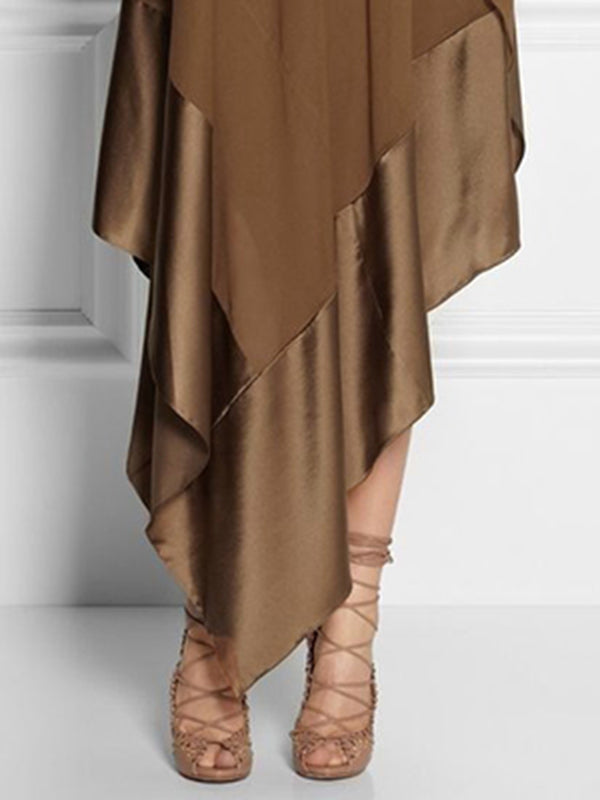 Olivia Bennet | Loose Asymmetric Split-Joint One-Shoulder Maxi Dresses