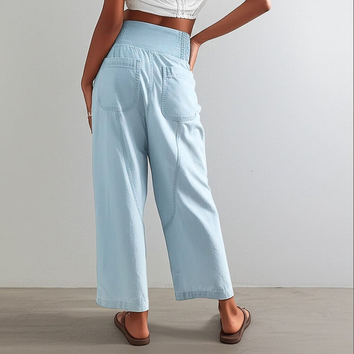 Olivia Bennet | Wide Leg Pant for Women in Soft Fabric, Relaxed Fit, Neutral Color
