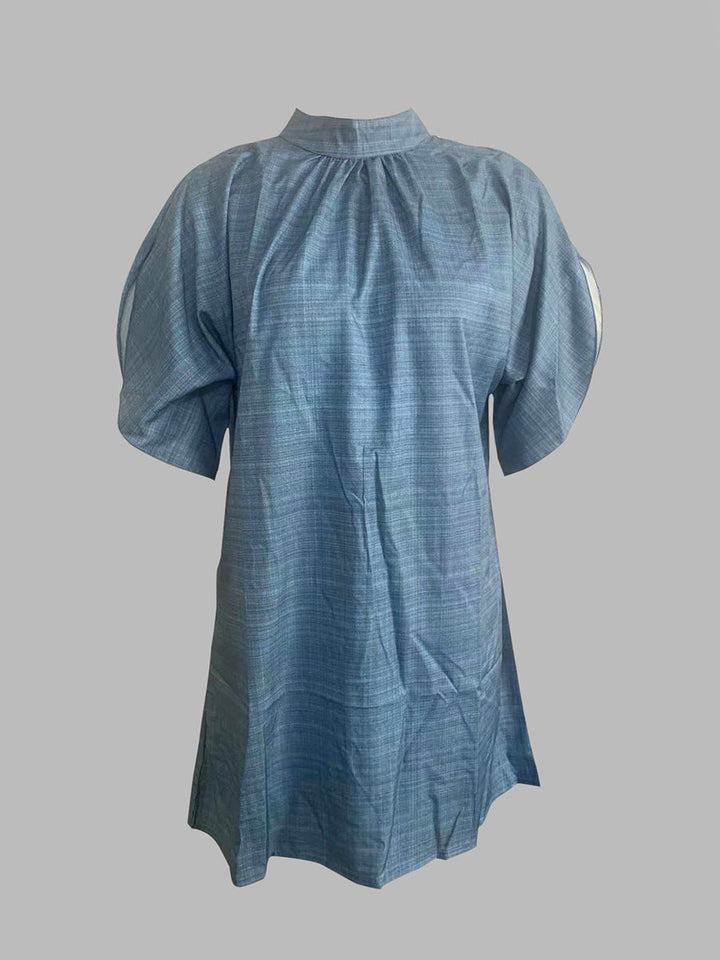 Olivia Bennet | Loose Raglan Sleeve Solid Color Mock Neck Mini Dresses