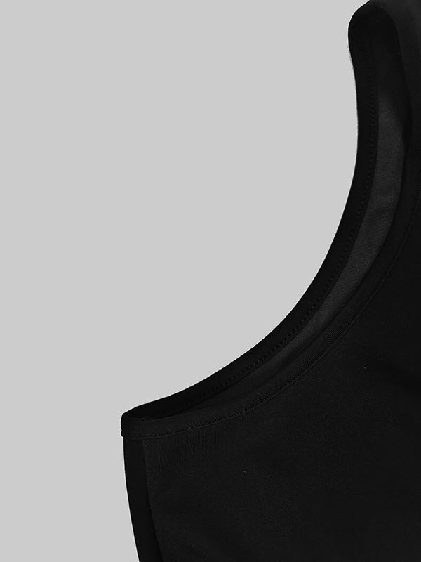 Olivia Bennet | Sleeveless Hollow Pleated Split-Joint Round-neck Maxi Dresses