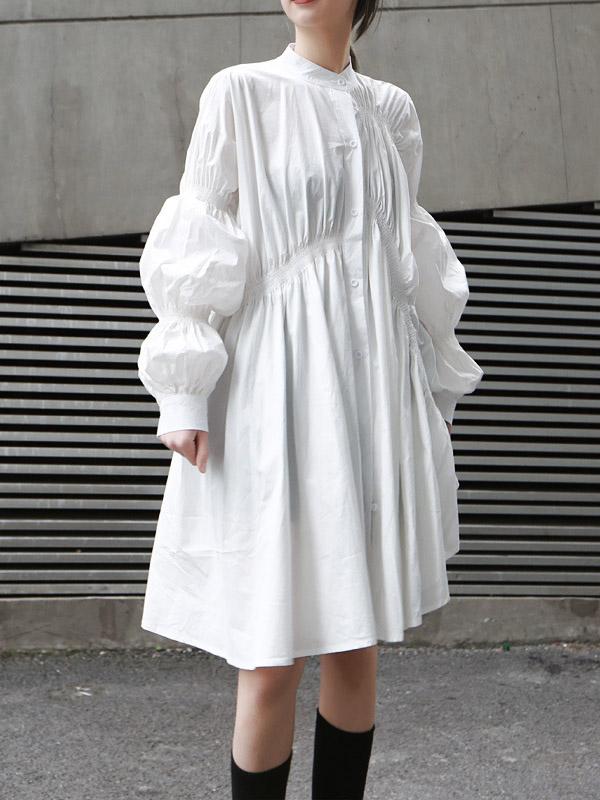 Olivia Bennet | Loose Original Designed Irregular Puff Shirt Dress