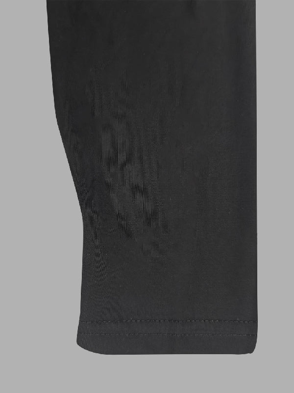 Olivia Bennet | Simple Loose Black Split-Joint Long Sleeves Midi Dress