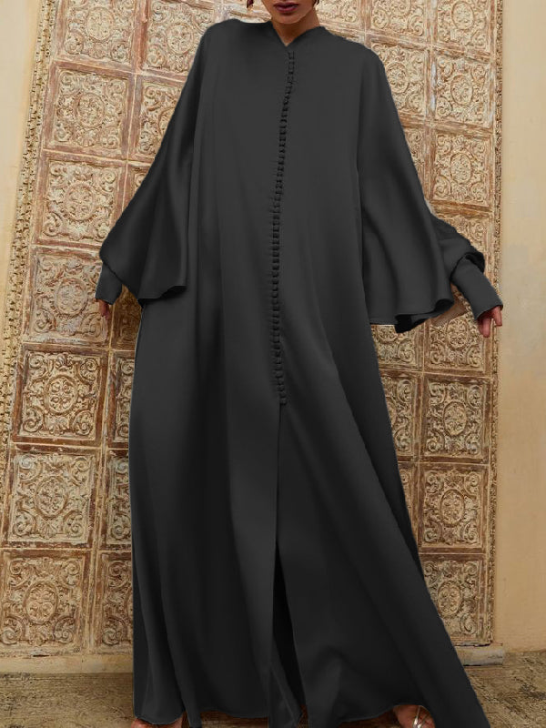 Olivia Bennet | Batwing Sleeves Solid Color Split-Front Maxi Dresses