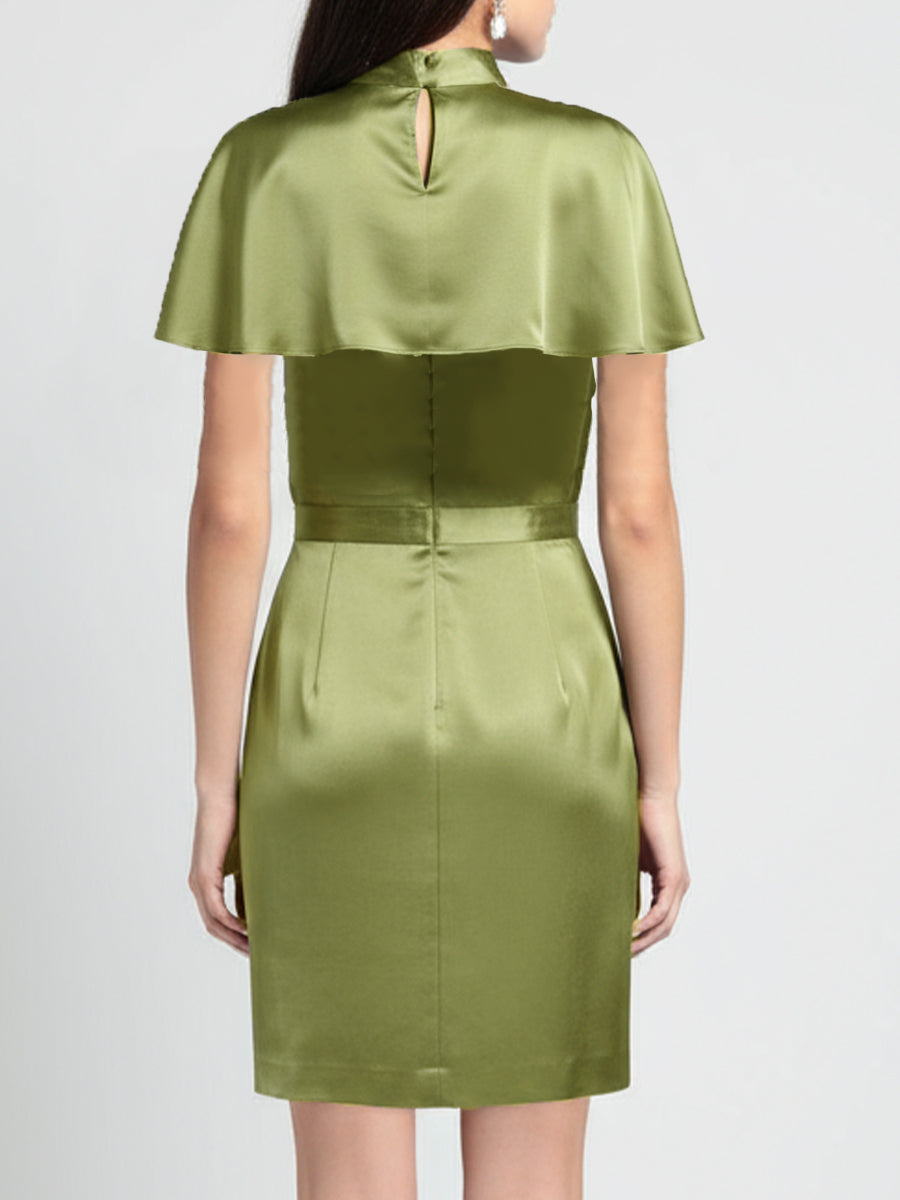 Olivia Bennet | Olive Green Two-Piece Mini Satin Dress