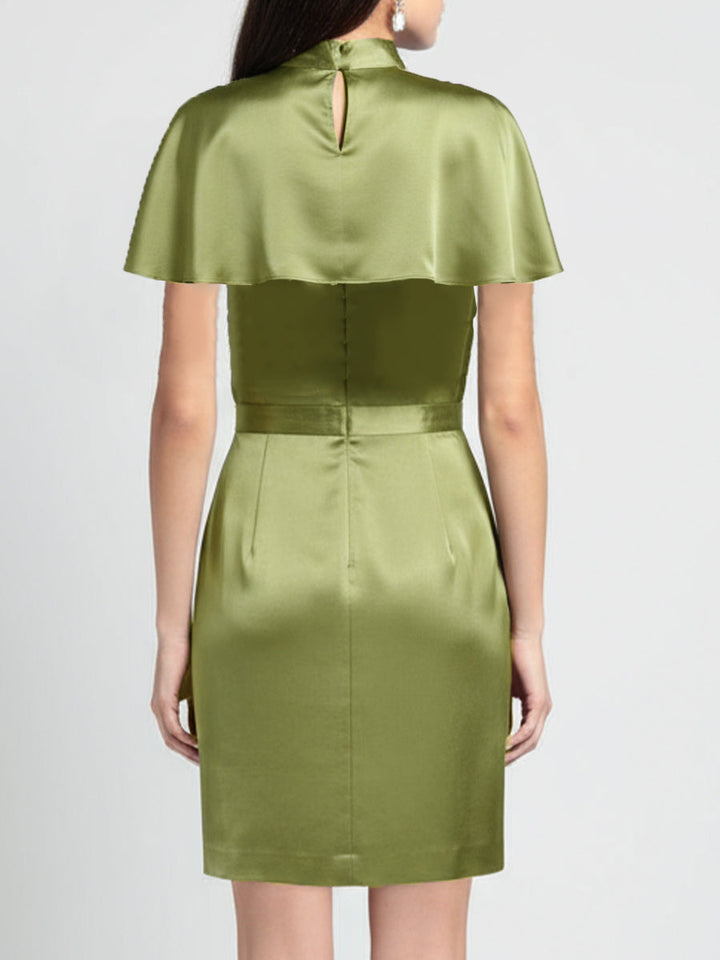 Olivia Bennet | Olive Green Two-Piece Mini Satin Dress