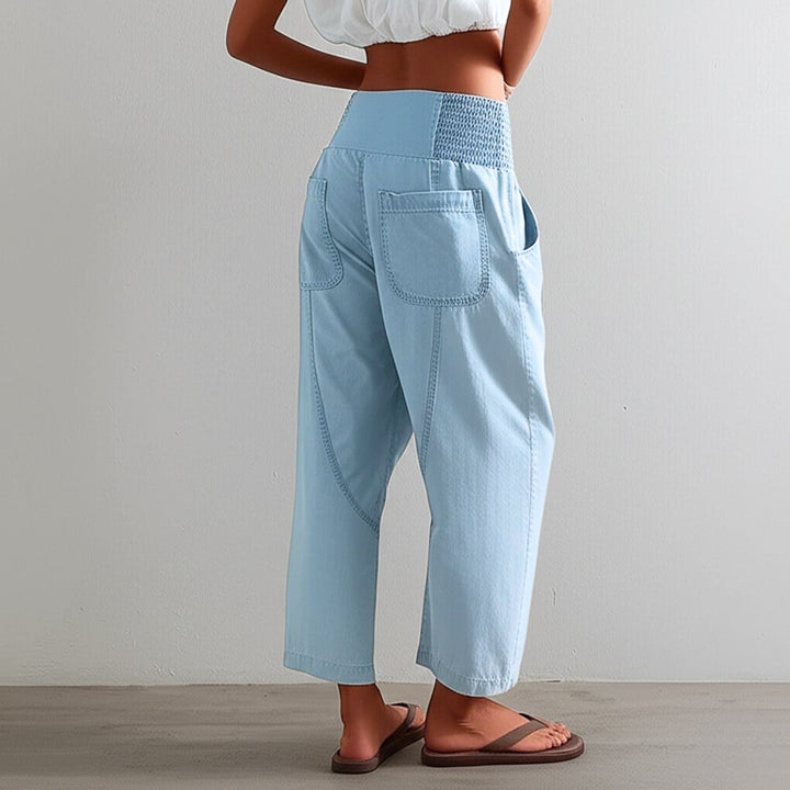 Olivia Bennet | Wide Leg Pant for Women in Soft Fabric, Relaxed Fit, Neutral Color
