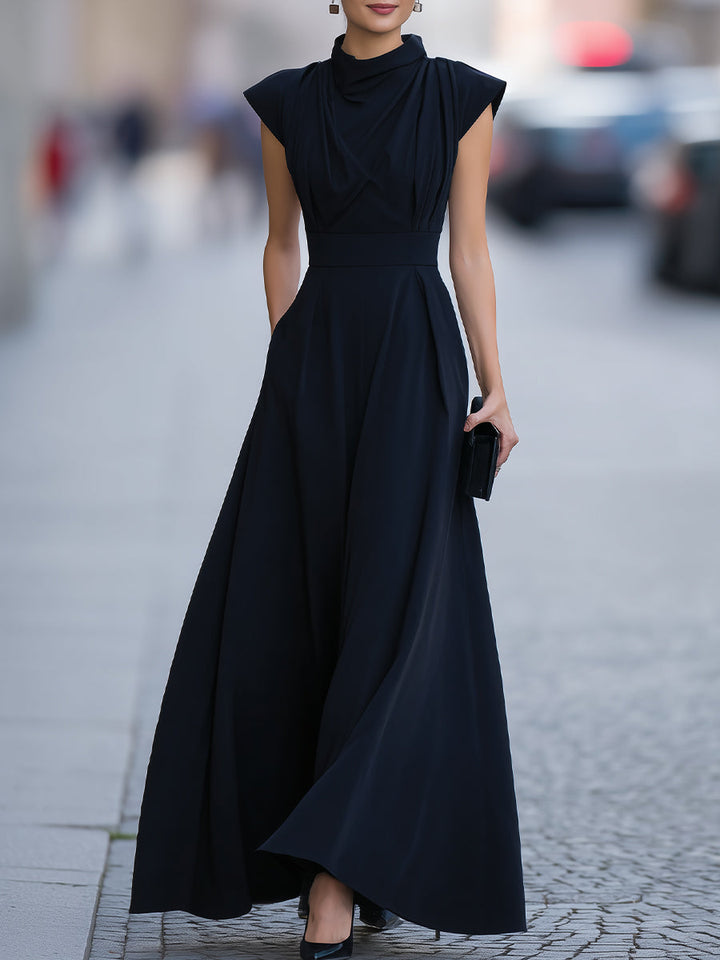 Olivia Bennet | Draped Cap-Sleeve Maxi Dress With Defined Waist
