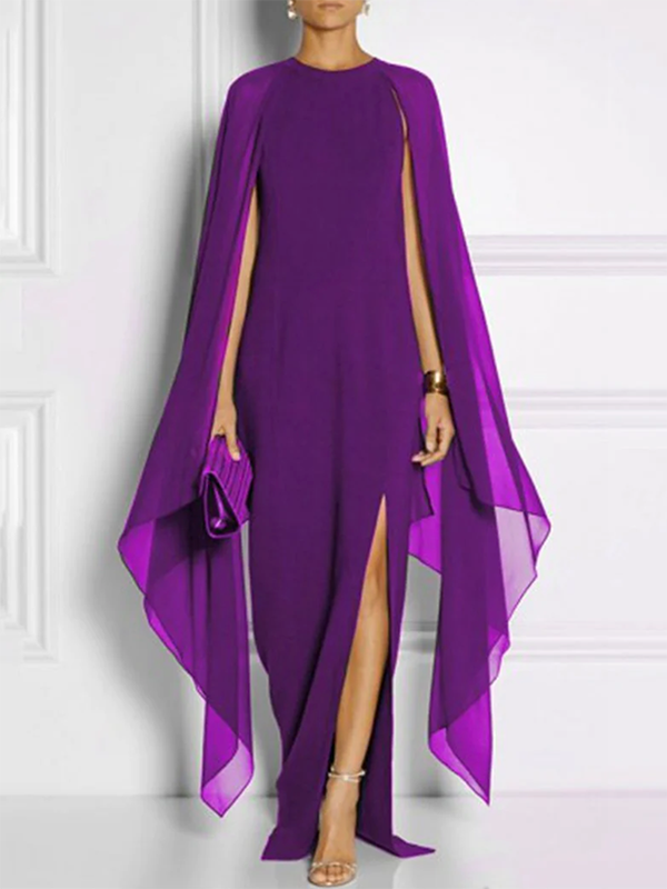 Olivia Bennet | Loose Solid Color Round-Neck Maxi Dresses