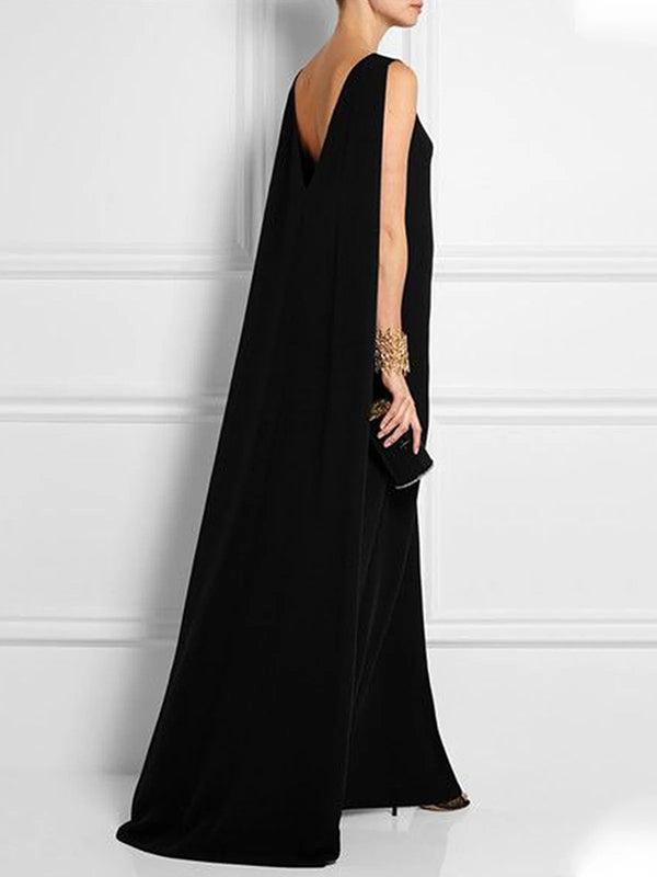 Olivia Bennet | Loose Simple Solid Color Sleeveless V-Back Maxi Dress