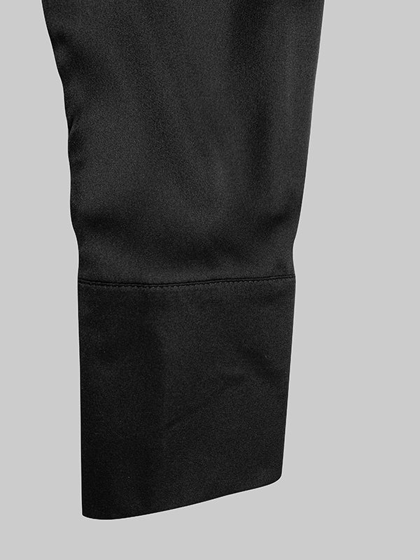 Olivia Bennet | Long Sleeves Loose Solid Color Lapel Collar Maxi Shirt Dresses