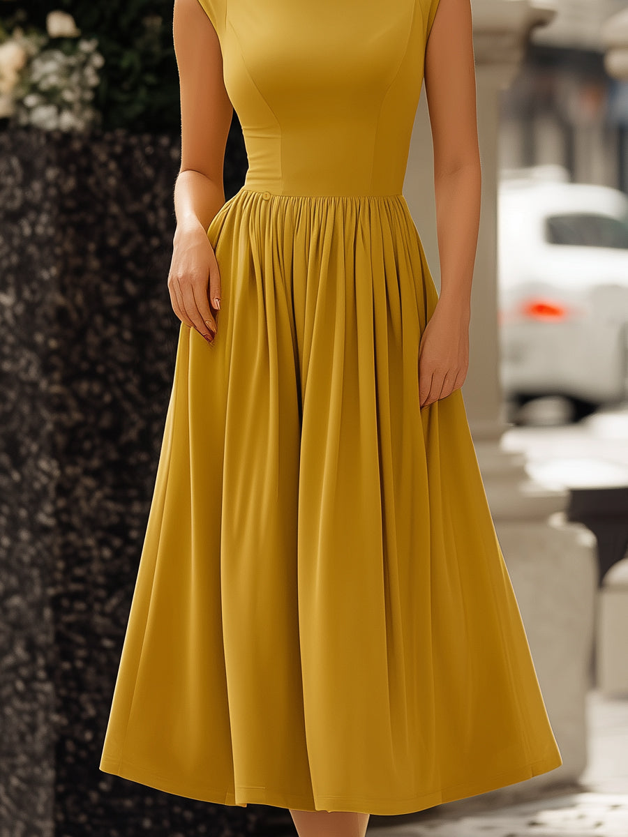 Olivia Bennet | Black Two-Way Convertible High-Neck Draped Stretch Jersey Midi Dress