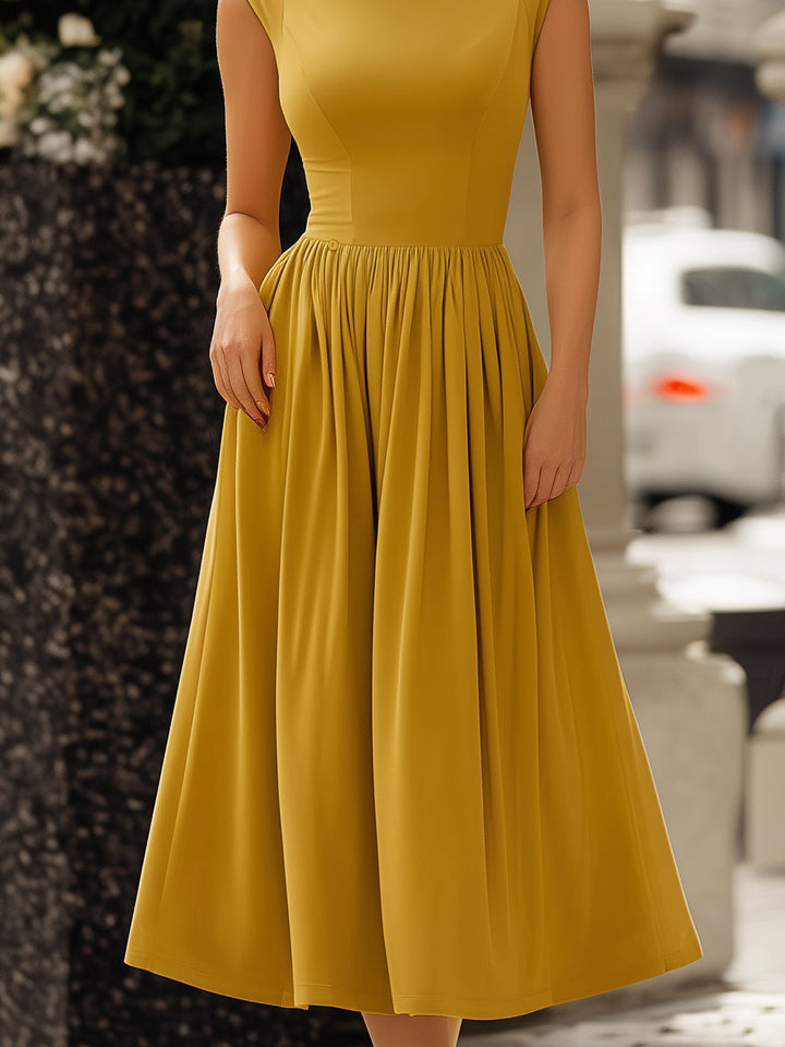 Olivia Bennet | Black Two-Way Convertible High-Neck Draped Stretch Jersey Midi Dress