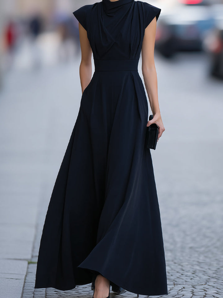 Olivia Bennet | Draped Cap-Sleeve Maxi Dress With Defined Waist
