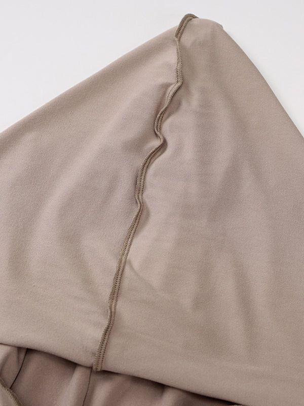 Olivia Bennet | Long Sleeves Plus Size Solid Color Split-Joint Hooded Maxi Dresses