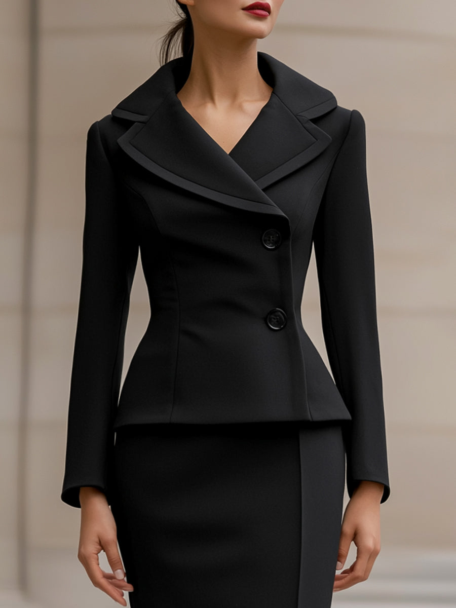 Olivia Bennet | Elegant Two-Piece Suit With Tailored Blazer And Pencil Skirt
