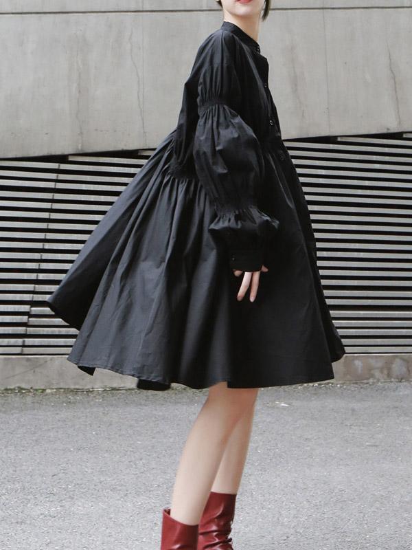 Olivia Bennet | Loose Original Designed Irregular Puff Shirt Dress