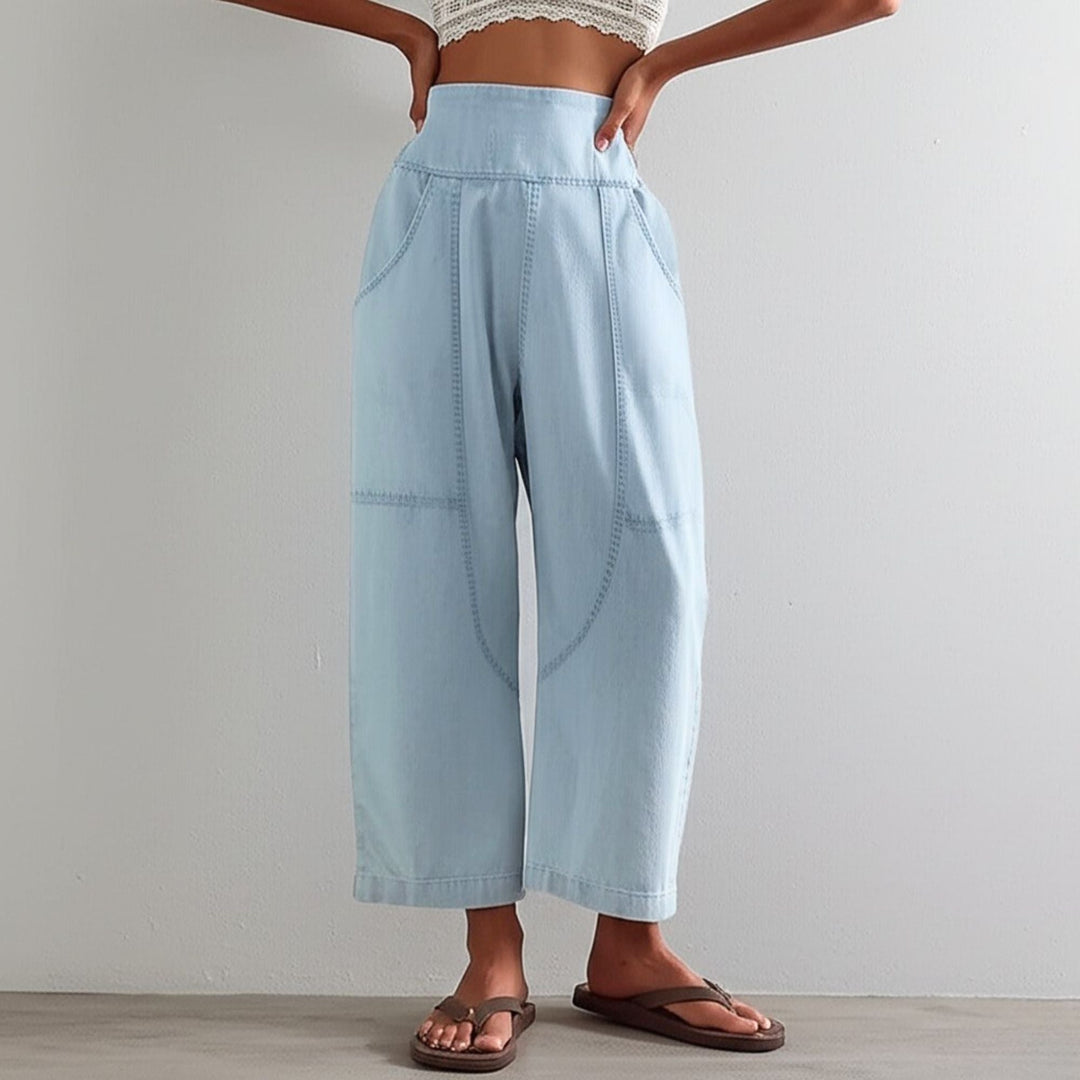 Olivia Bennet | Wide Leg Pant for Women in Soft Fabric, Relaxed Fit, Neutral Color