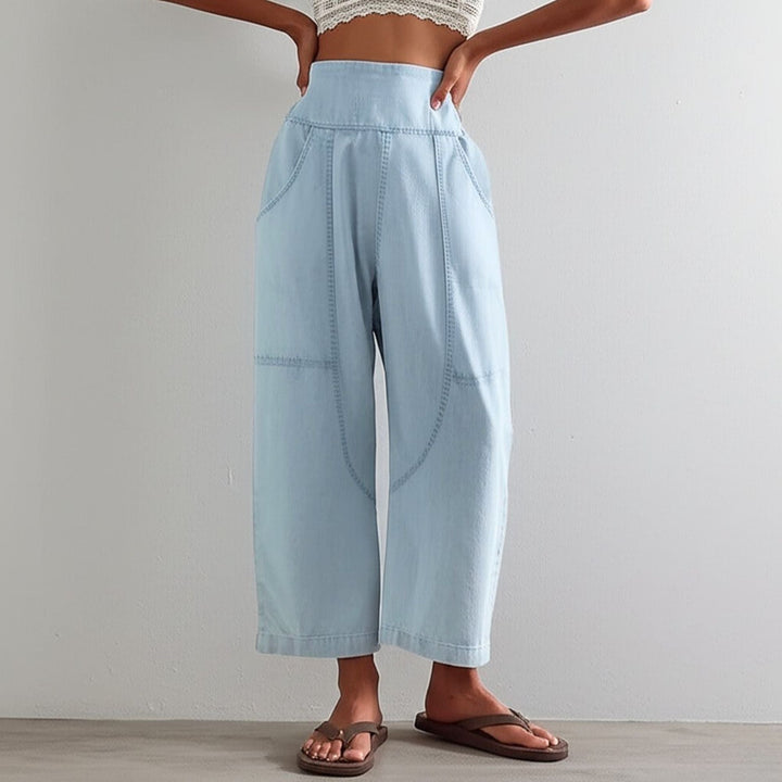 Olivia Bennet | Wide Leg Pant for Women in Soft Fabric, Relaxed Fit, Neutral Color