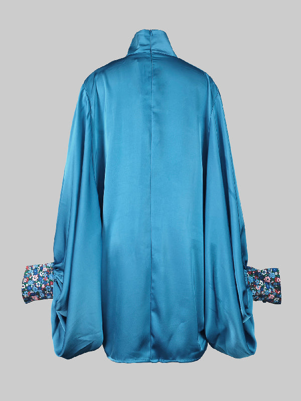 Olivia Bennet | Going Out Loose Batwing Sleeves Buttoned Solid Color Mini Dresses