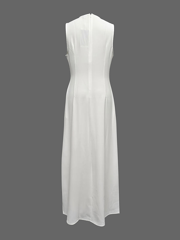 Olivia Bennet | Sleeveless Solid Color Round-Neck Maxi Dresses