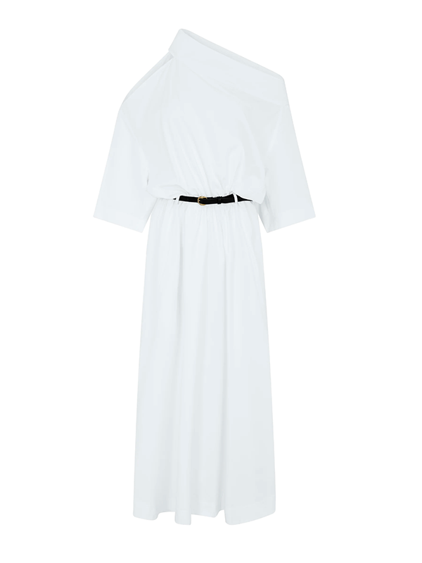 Olivia Bennet | Long Sleeves Loose No Belt Solid Color Off-The-Shoulder Midi Dresses