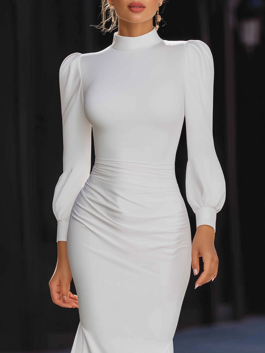 Olivia Bennet | Ruched Puff Sleeve Midi Dress