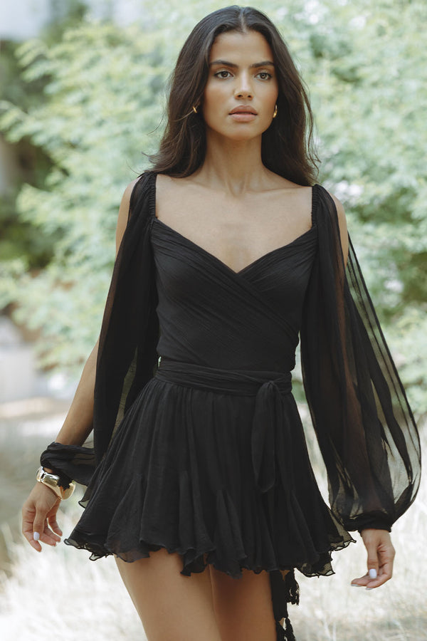 Olivia Bennet | Bias-Cut Satin Mini Dress