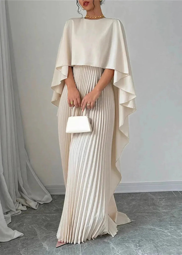 Olivia Bennet | Women’s Maxi Dress Pleated Cape Overlay