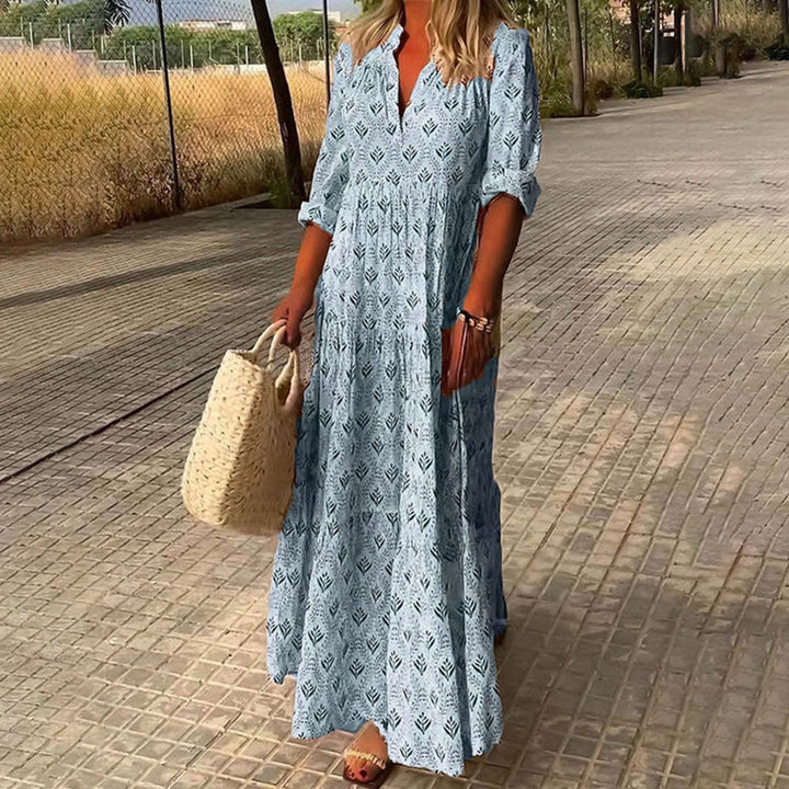 Women Long Sleeve Summer Boho Print Dress
