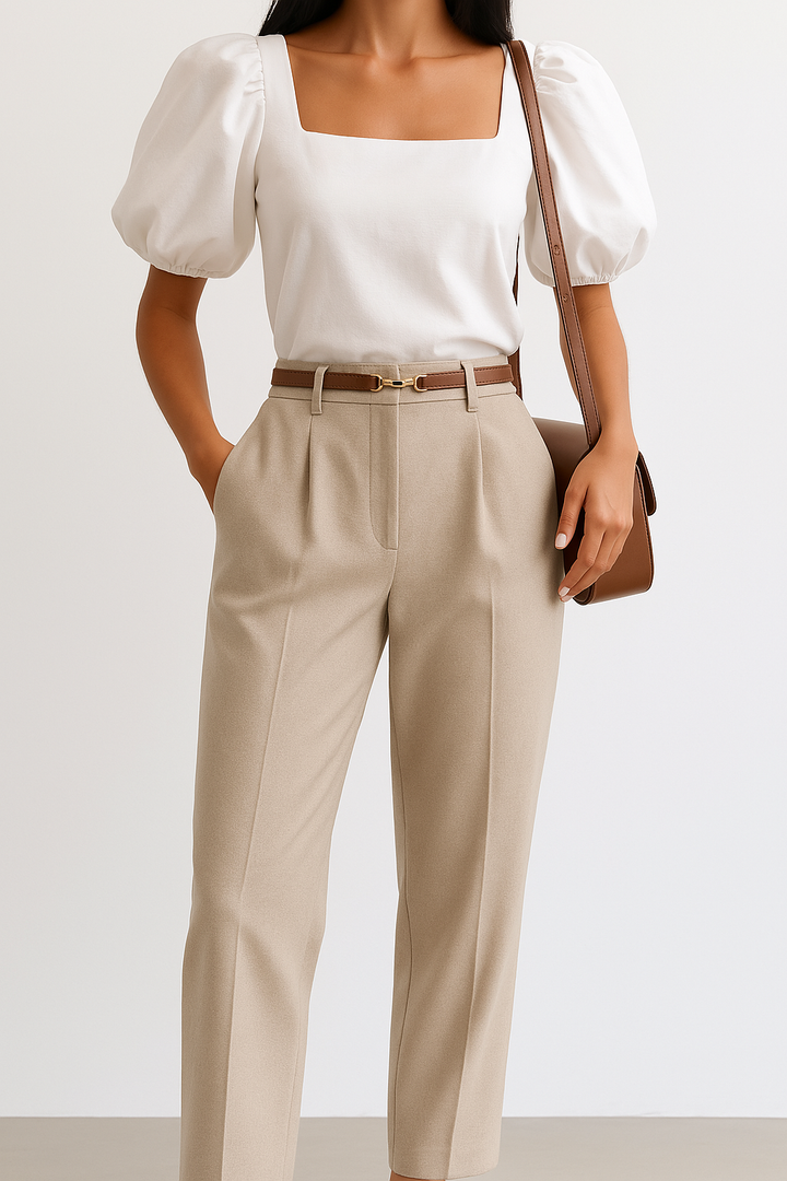 Olivia Bennet | Wide Leg Wool Trousers for Women in Black