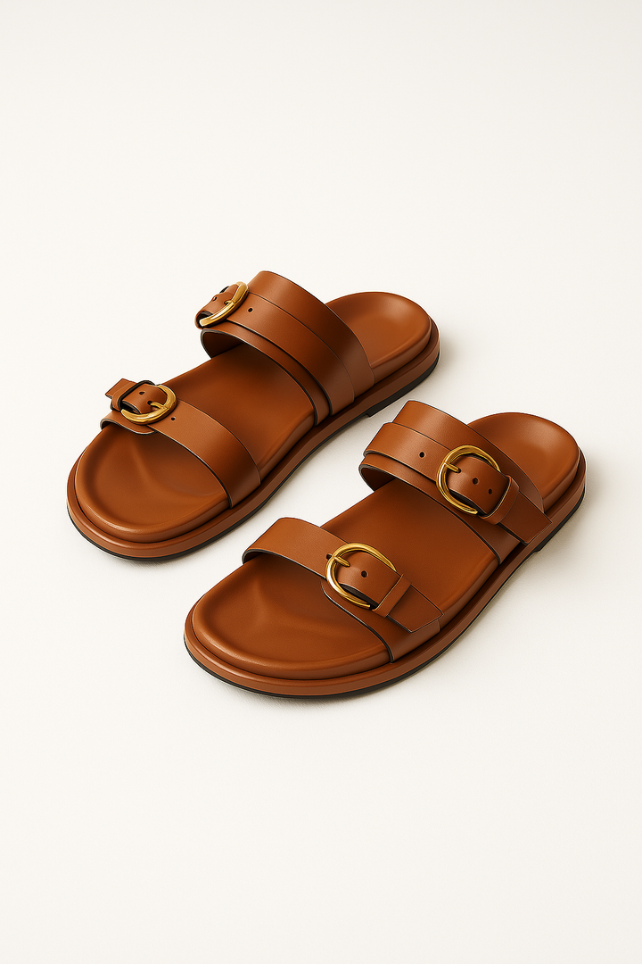 Olivia Bennet | Leather Slides for Women in Black