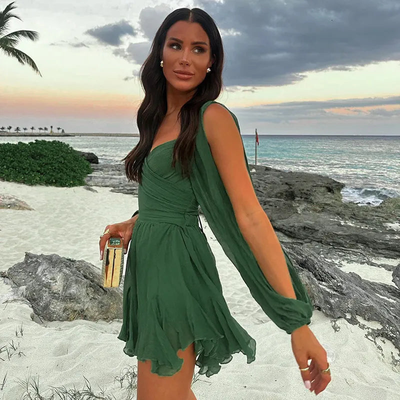 | Summer Long Sleeve Mini Dress