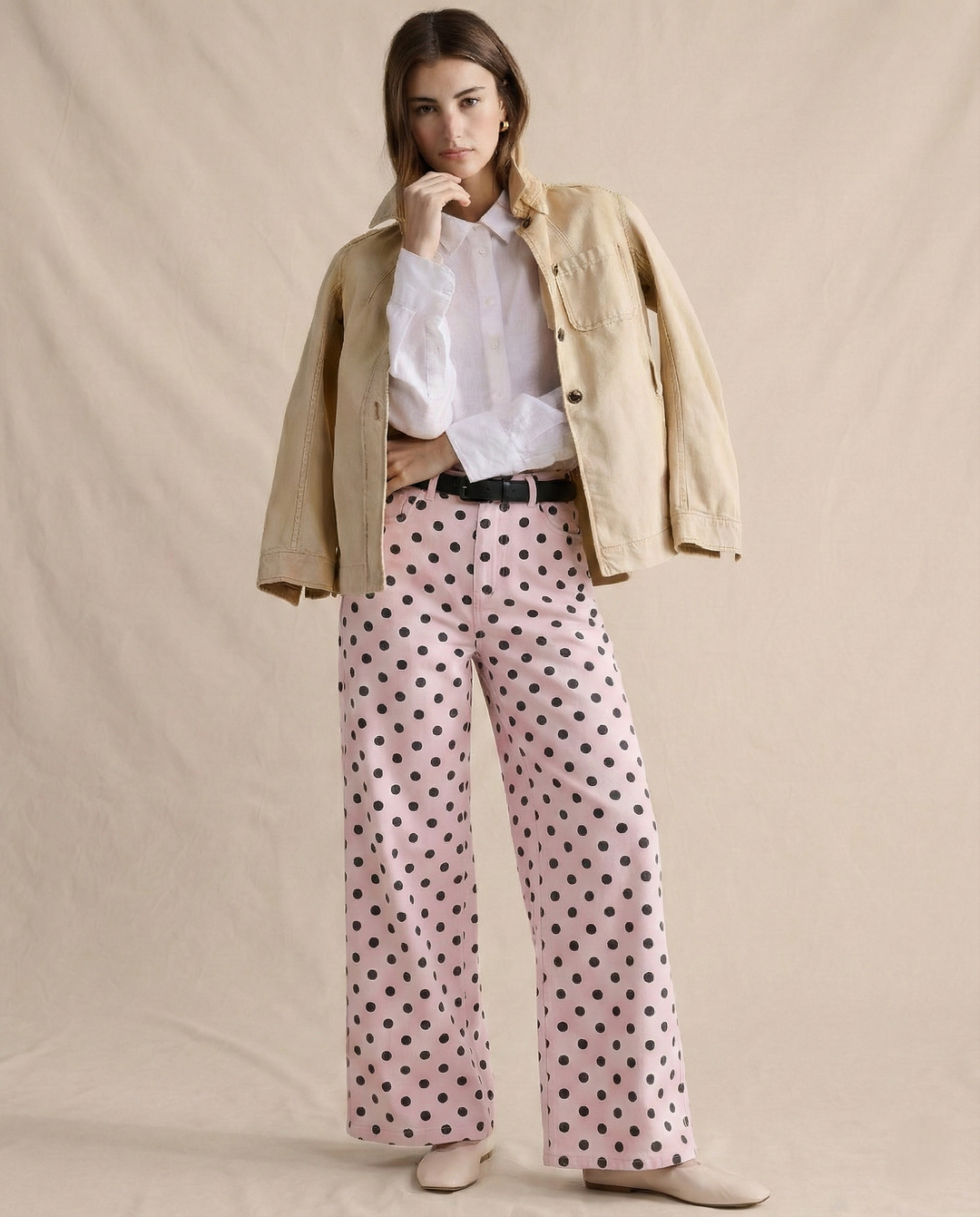 Olivia Bennet | Polka Dot Wide-Leg Trousers