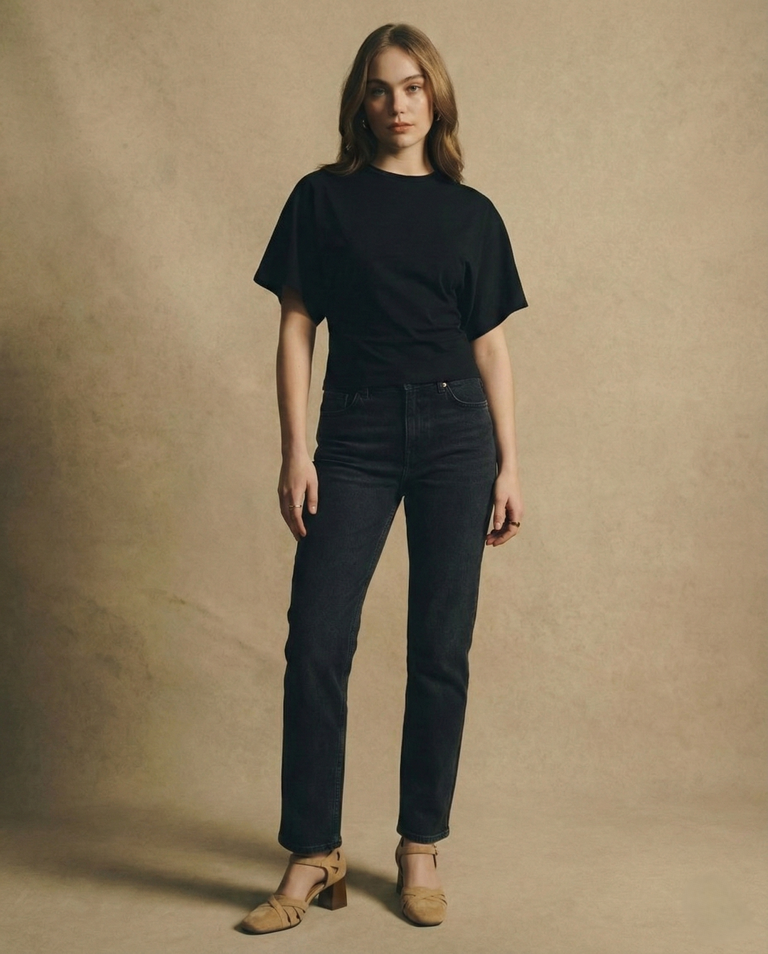 Olivia Bennet | Cotton Drape Tee for Women in White