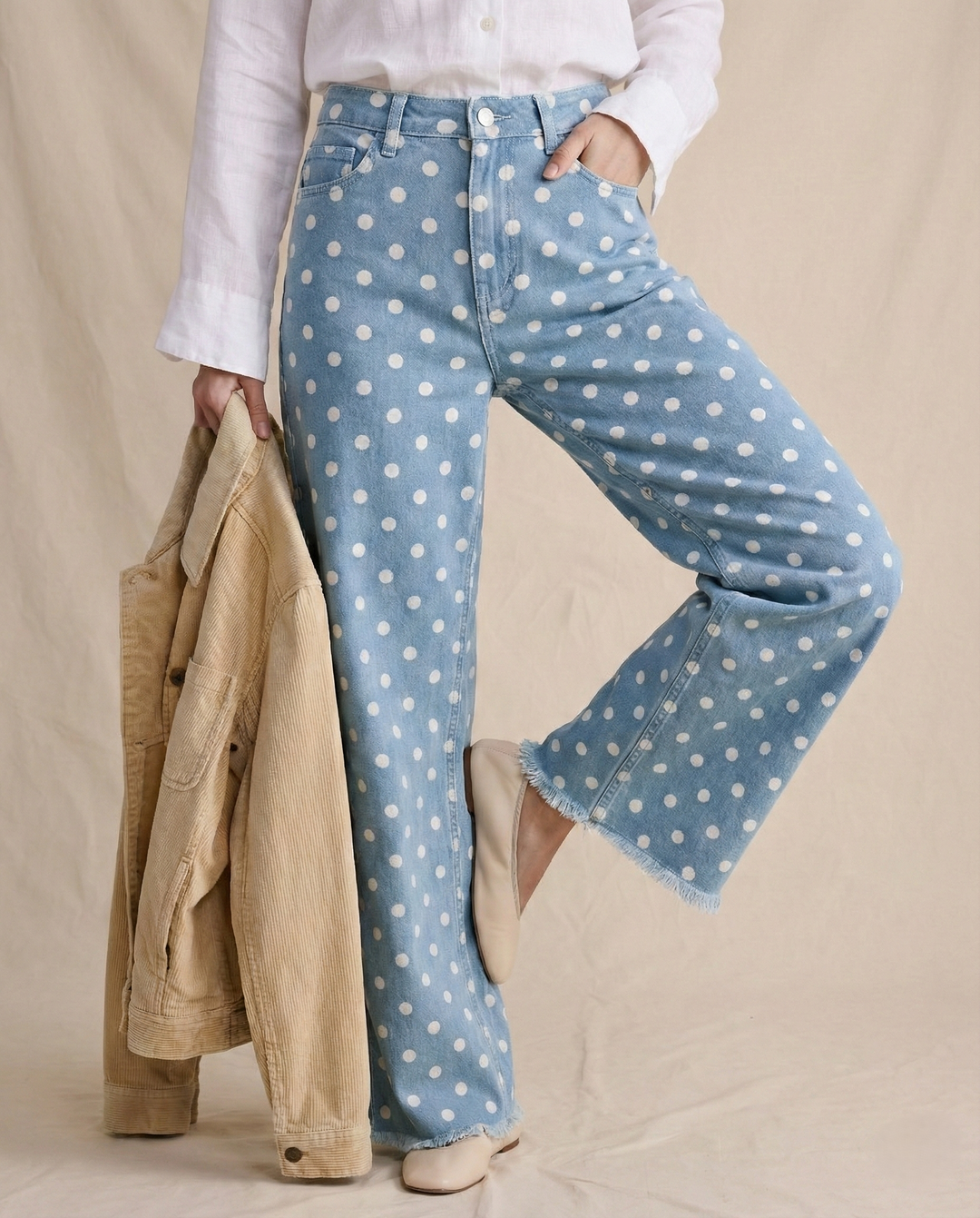 Olivia Bennet | Polka Dot Wide-Leg Trousers