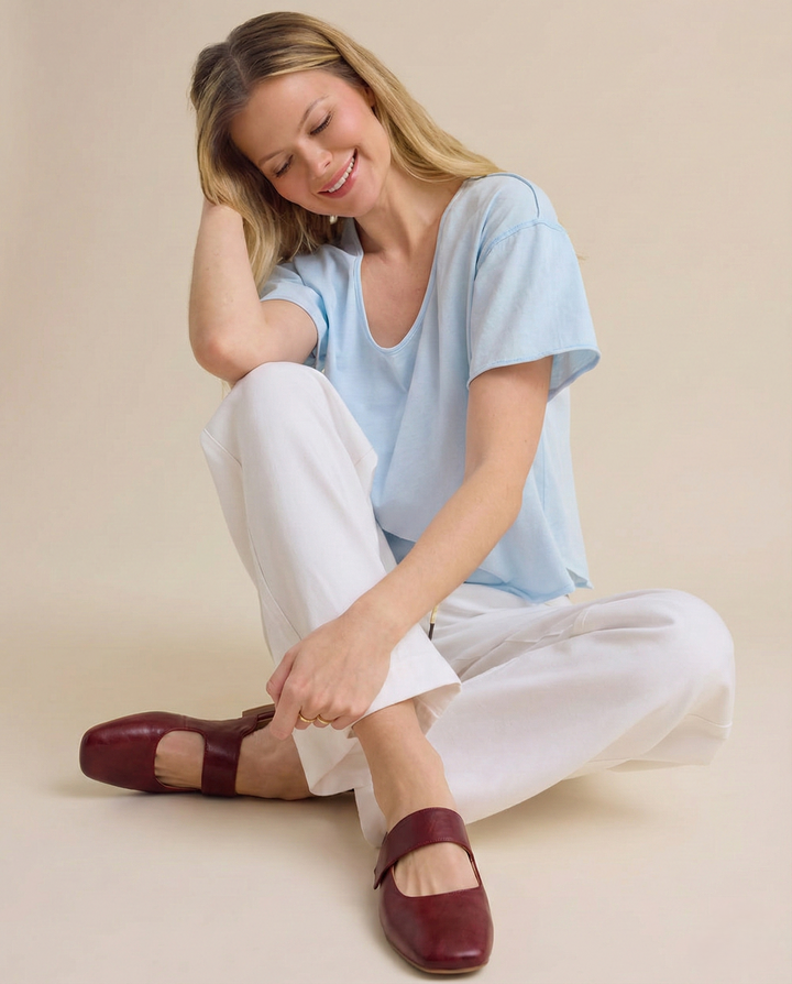 Olivia Bennet | Leather Square Toe Chunky Heel Mules