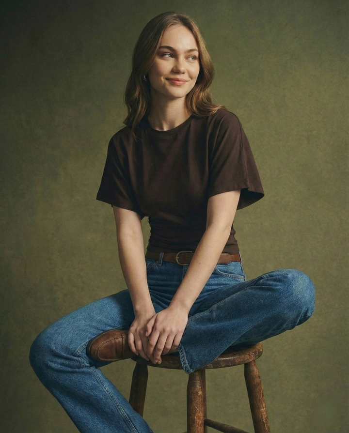 Olivia Bennet | Cotton Drape Tee for Women in White