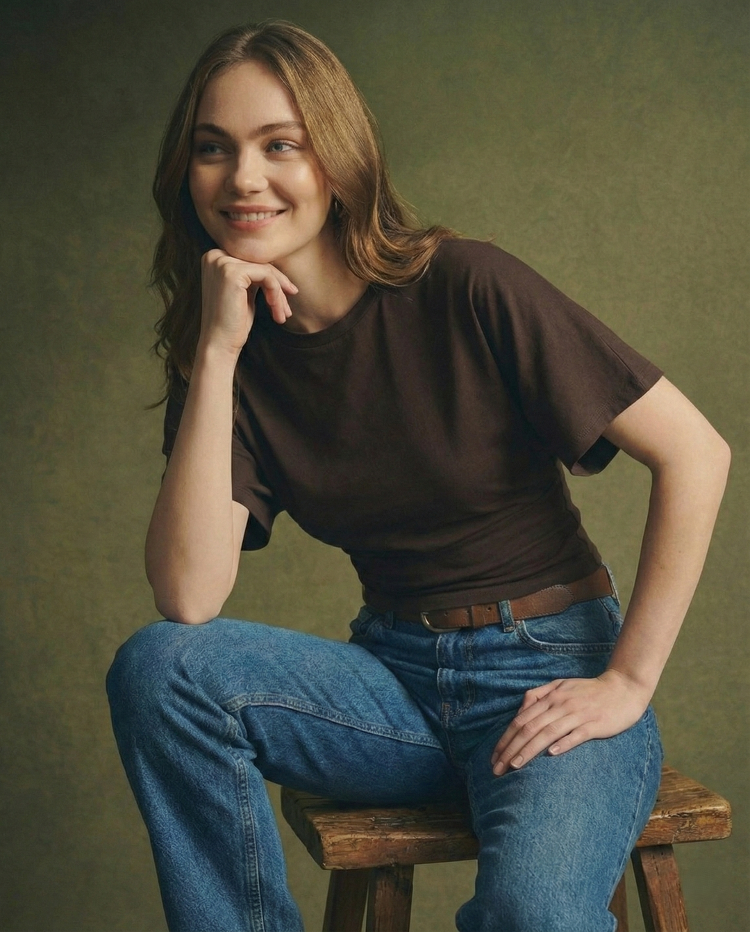 Olivia Bennet | Cotton Drape Tee for Women in White