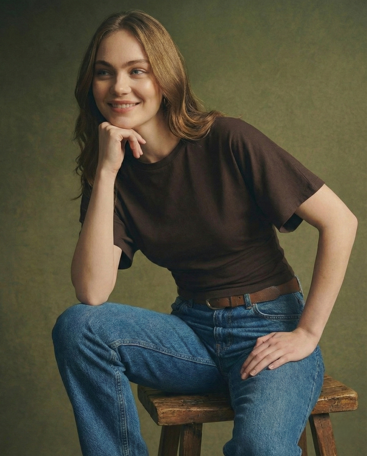 Olivia Bennet | Cotton Drape Tee for Women in White