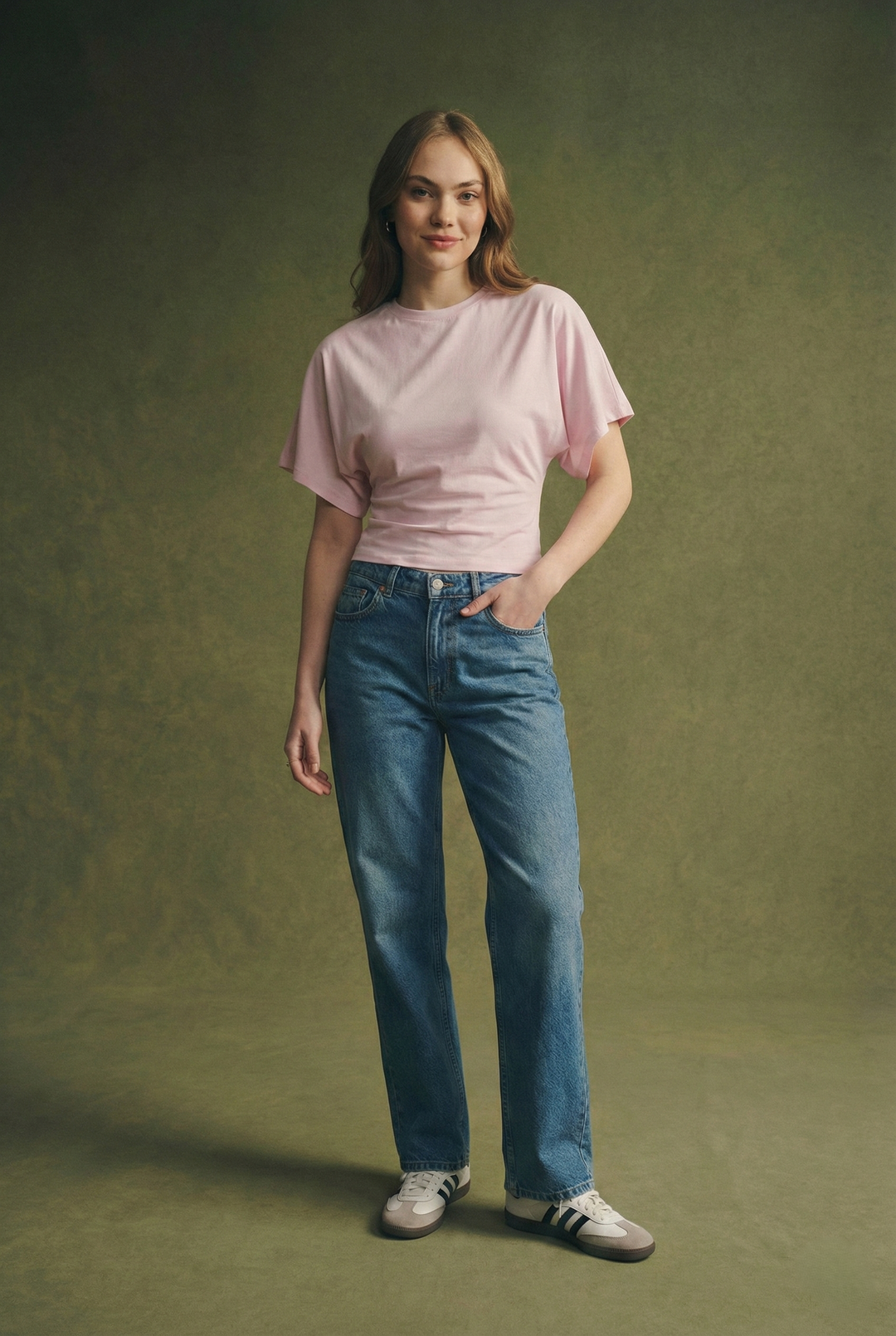 Olivia Bennet | Cotton Drape Tee for Women in White
