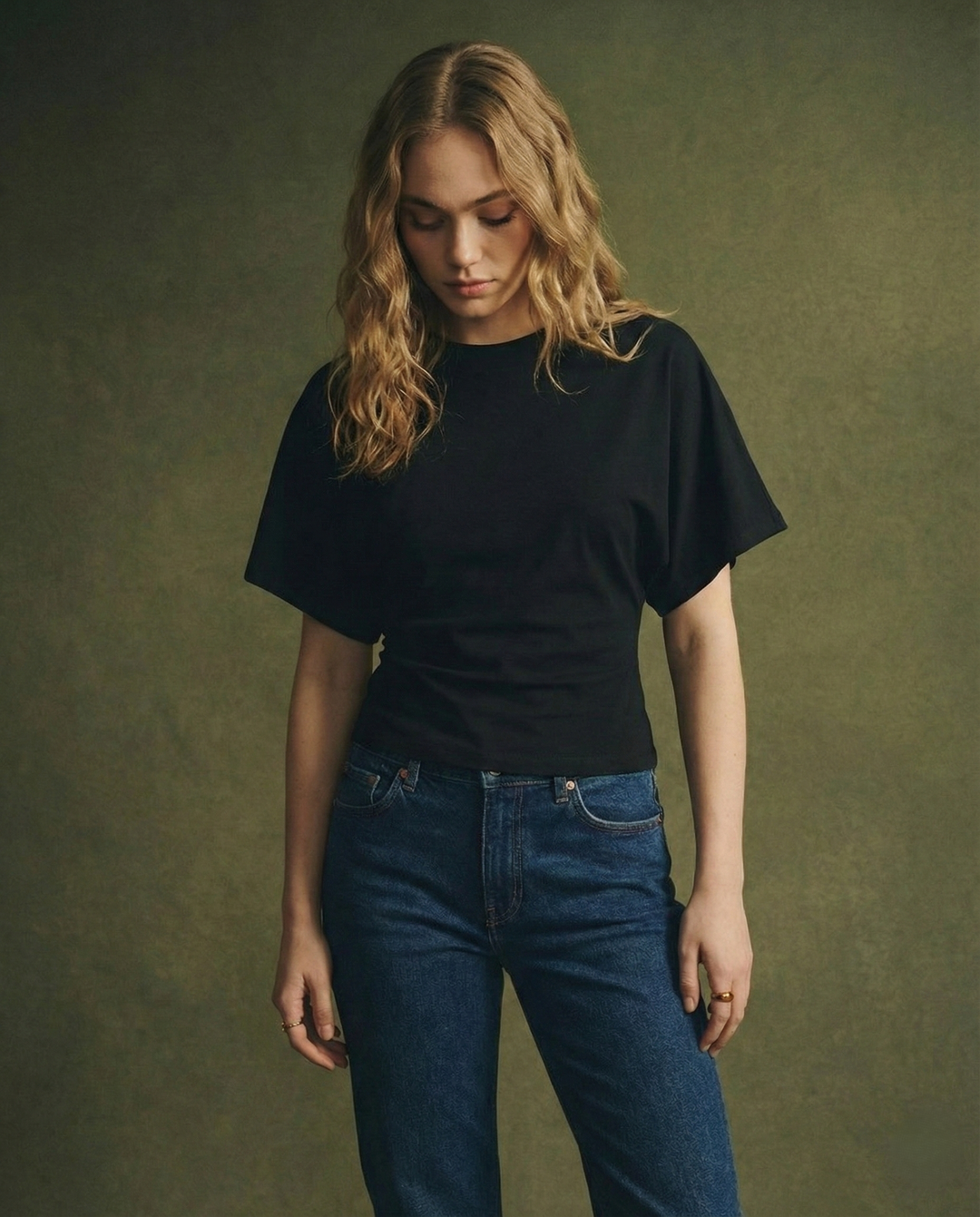 Olivia Bennet | Cotton Drape Tee for Women in White